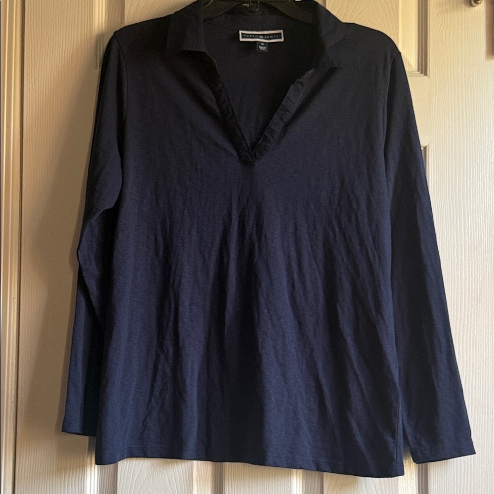 Tommy Bahama Navy V-Neck Long Sleeve Polo
